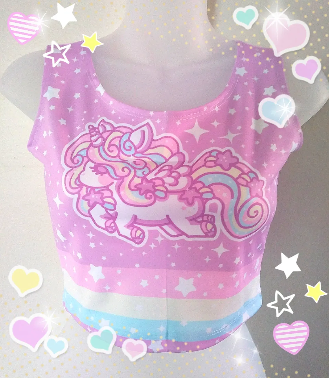 Rainbow Stardust Unicorn Crop Top [Made To Order]