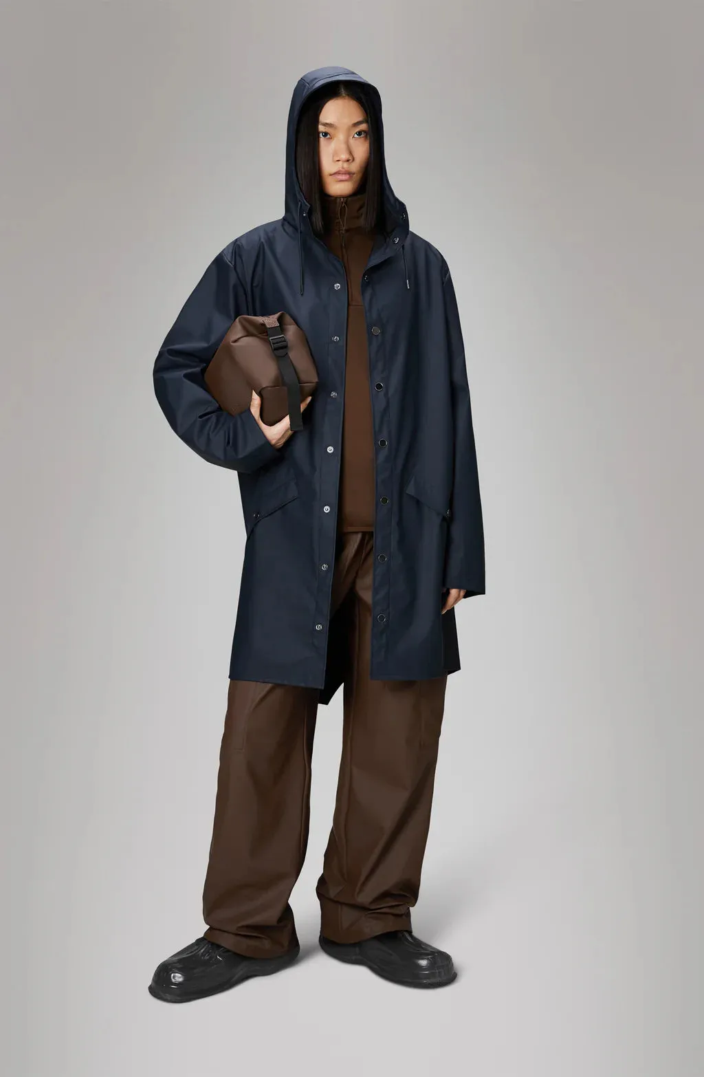 RAINS LONG JACKET W3 - NAVY