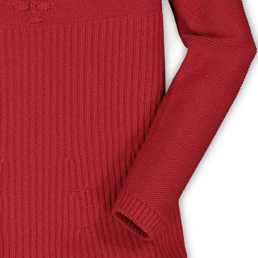 Red Fancy Stitch Sweater Dress