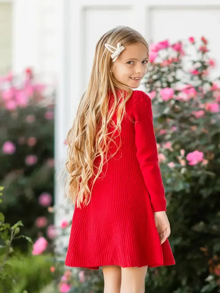 Red Fancy Stitch Sweater Dress