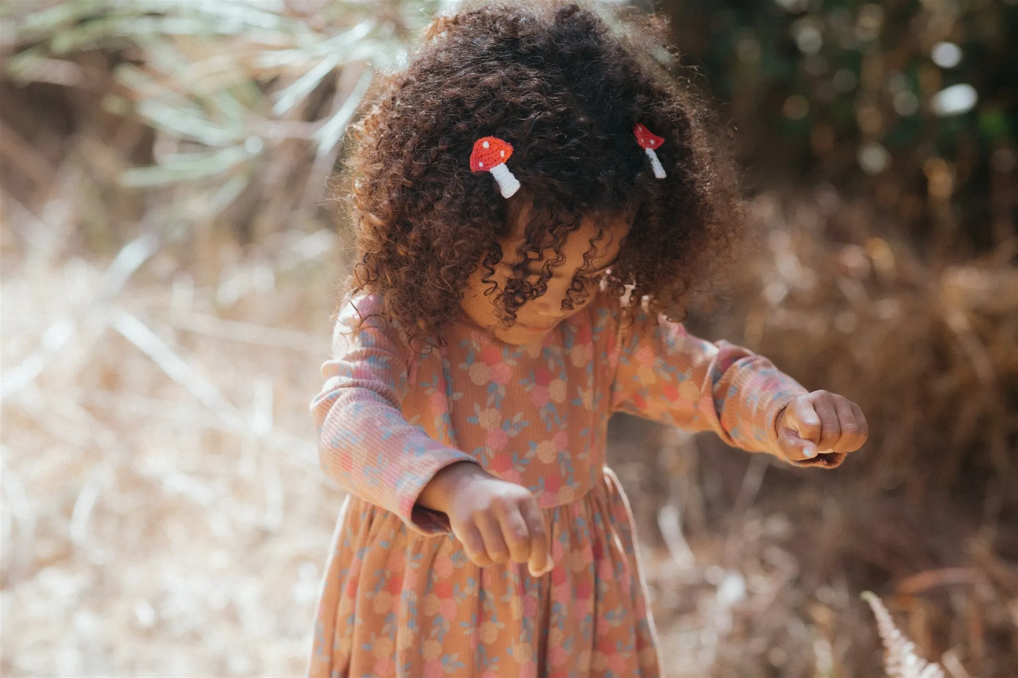 Rib L/S  Dress - Caramel Roses