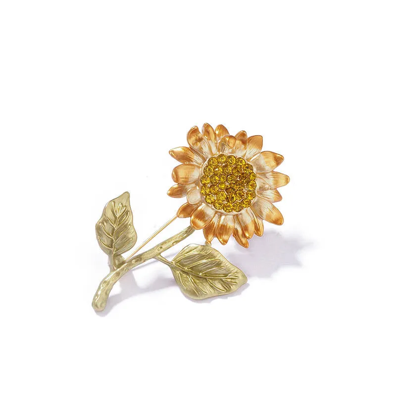 Rising Sunflower - Austrian Crystal Sunflower Brooch Jewelry Gift