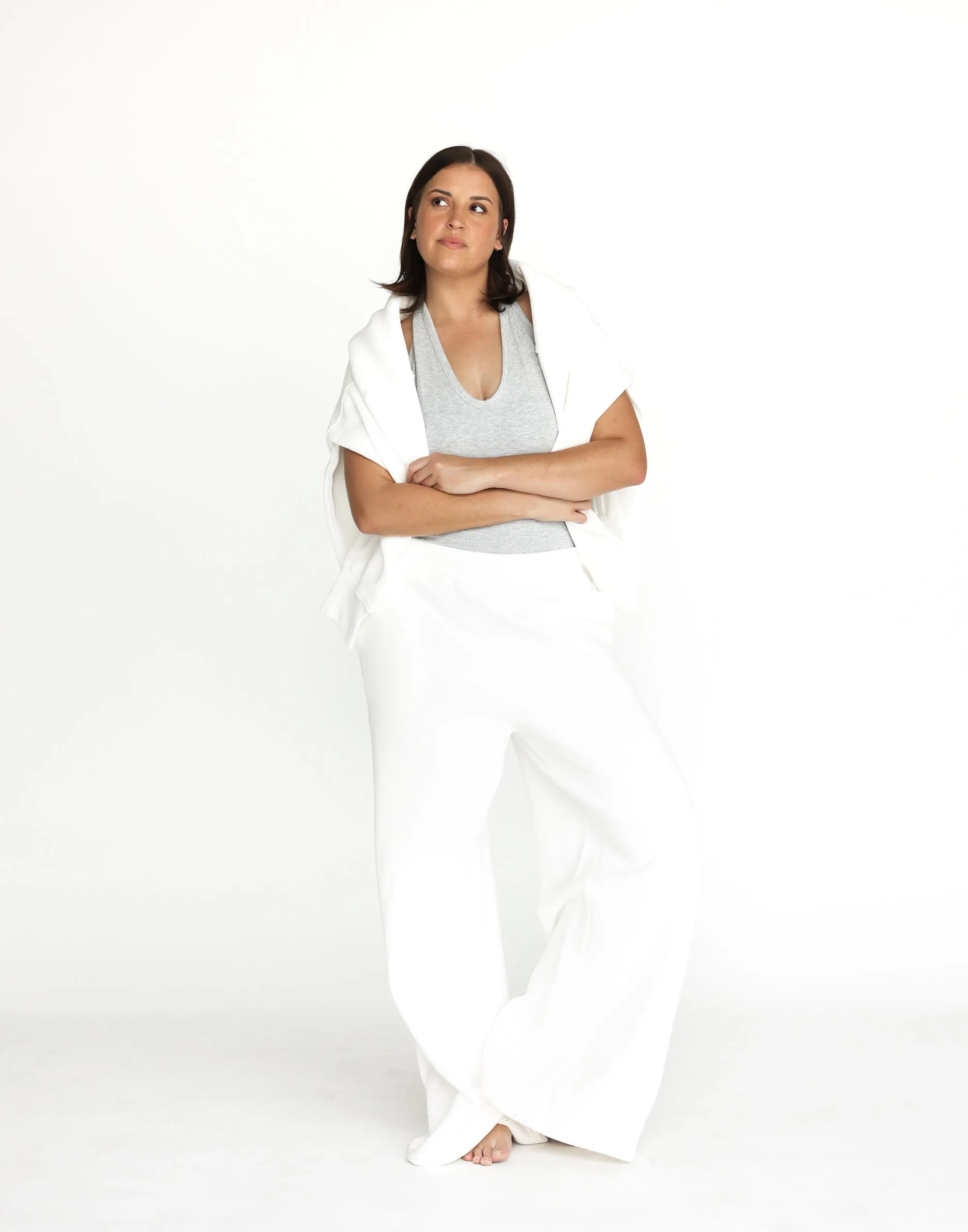 River Wide Leg Tracksuit Pants (White)