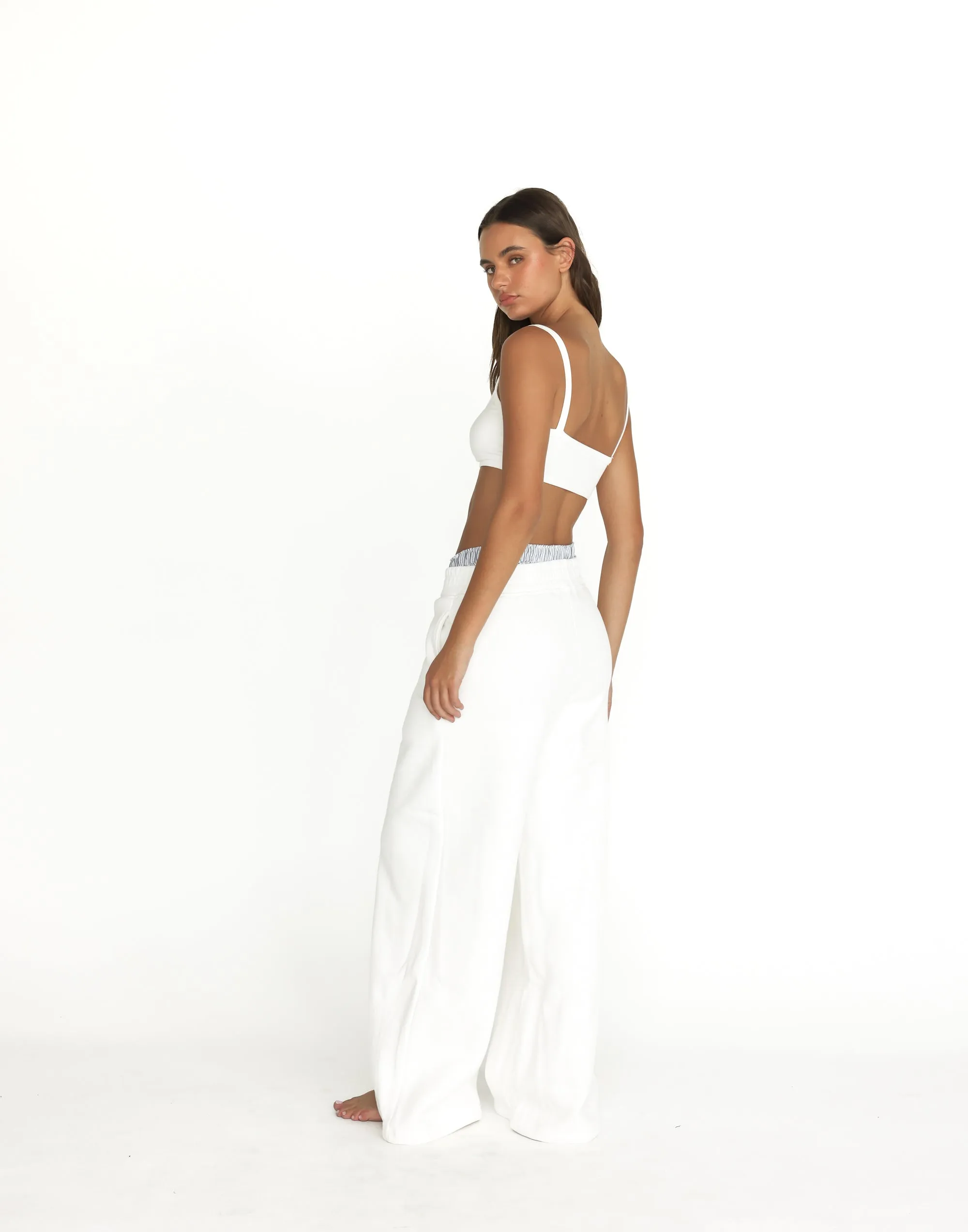 River Wide Leg Tracksuit Pants (White)