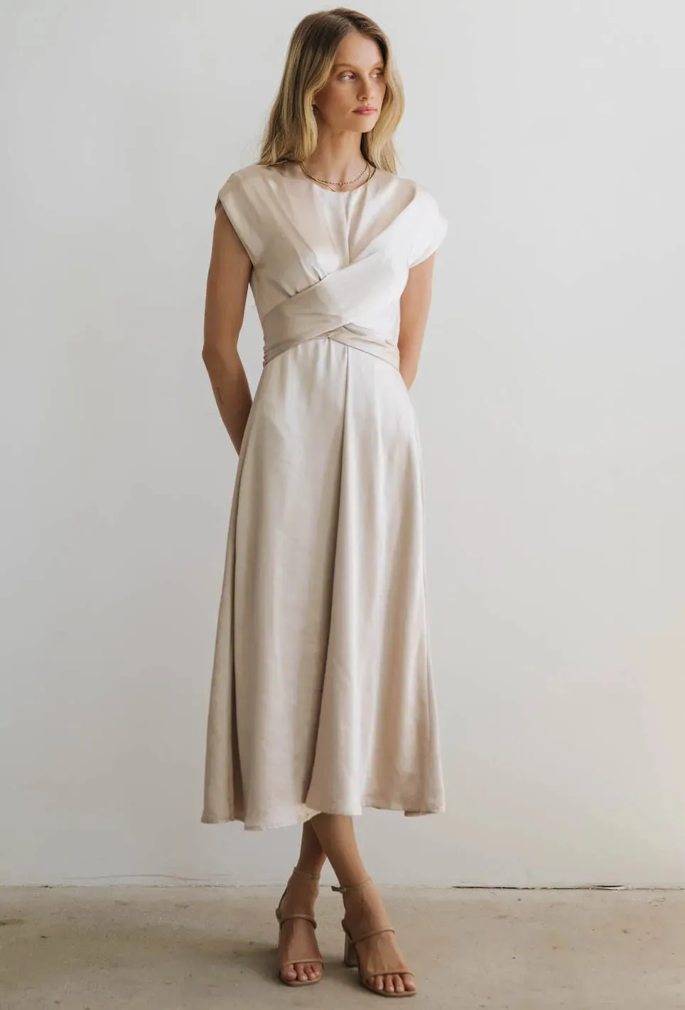 Rosalind Midi Dress in Champagne