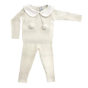 Ruby Ribbed Angora Cream Two Piece Set