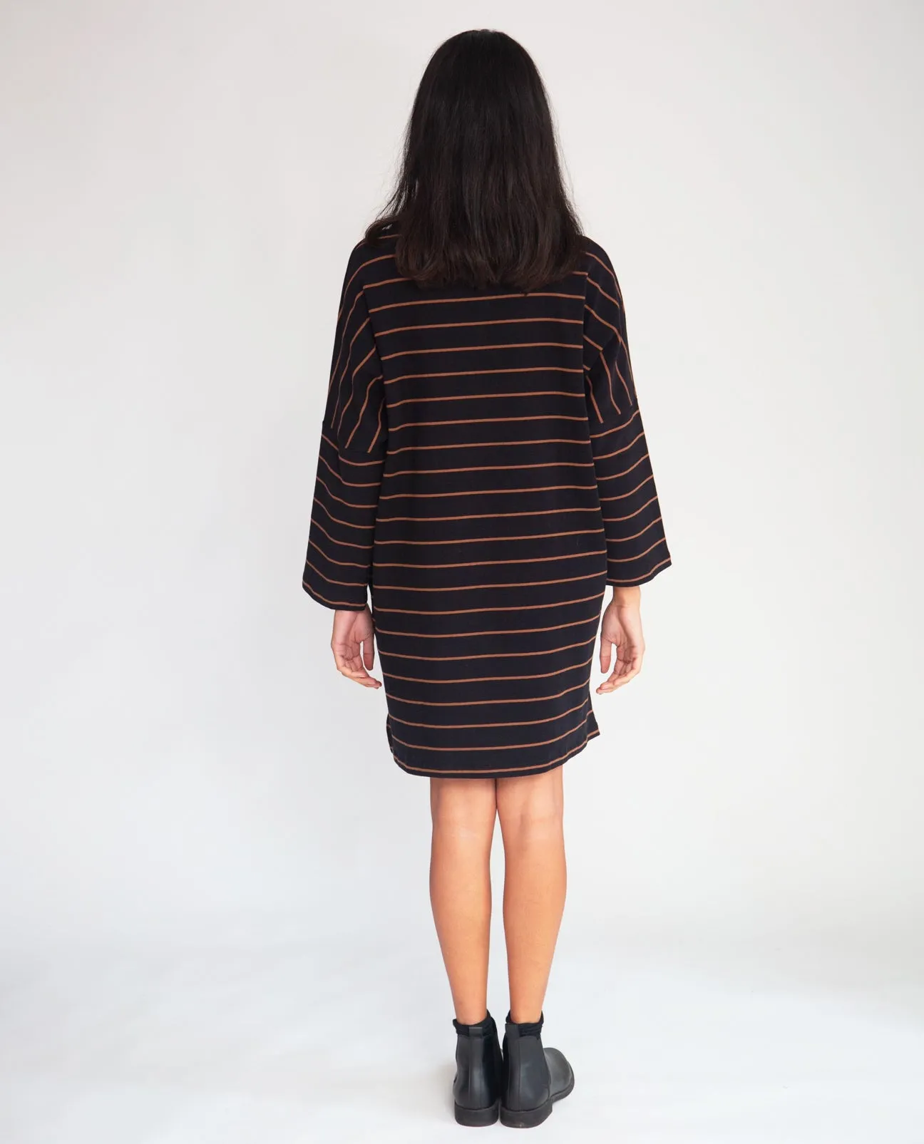 Sarasi-Sue Organic Cotton Dress In Black & Tan