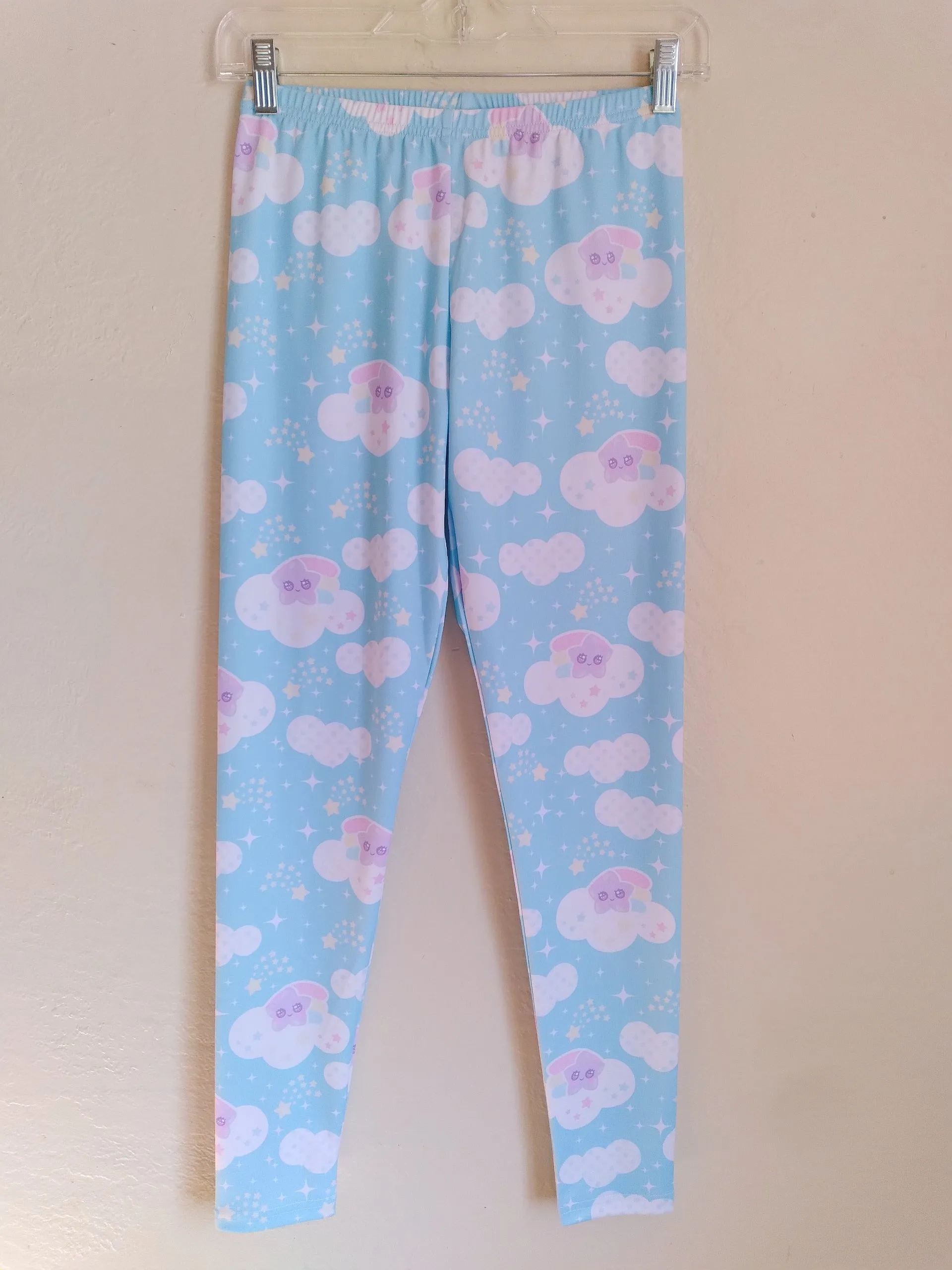 Shooting Star Clouds Blue Leggings