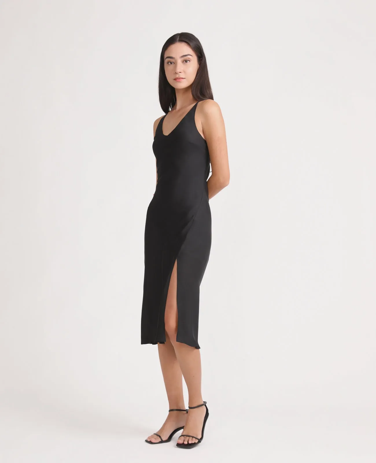 Silk Open Back Slip dress