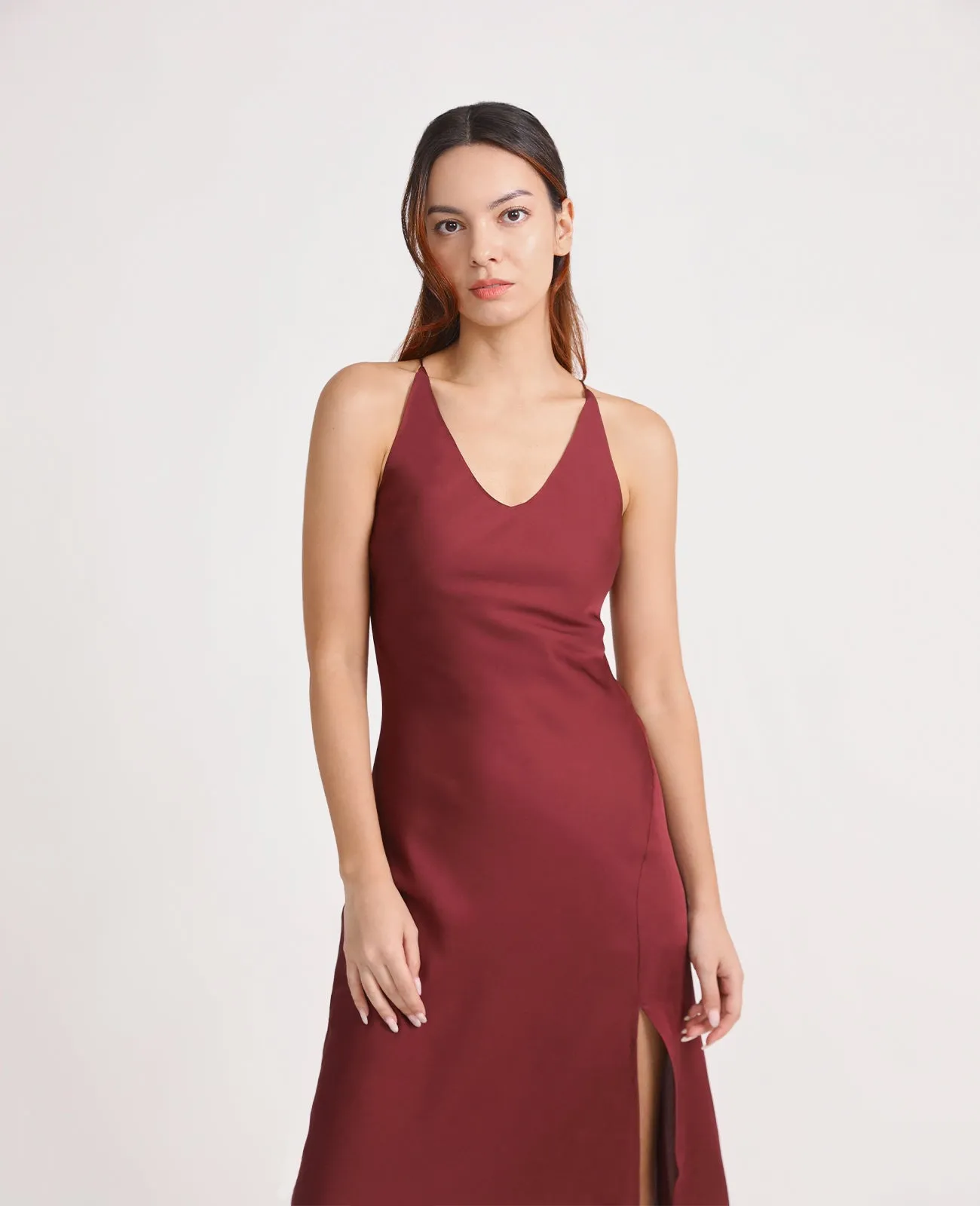 Silk Open Back Slip dress