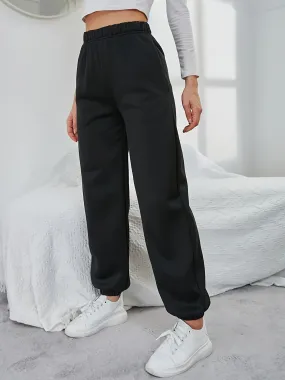 Simple Loose Pocket Casual High Waist Fashion Long Sweatpants