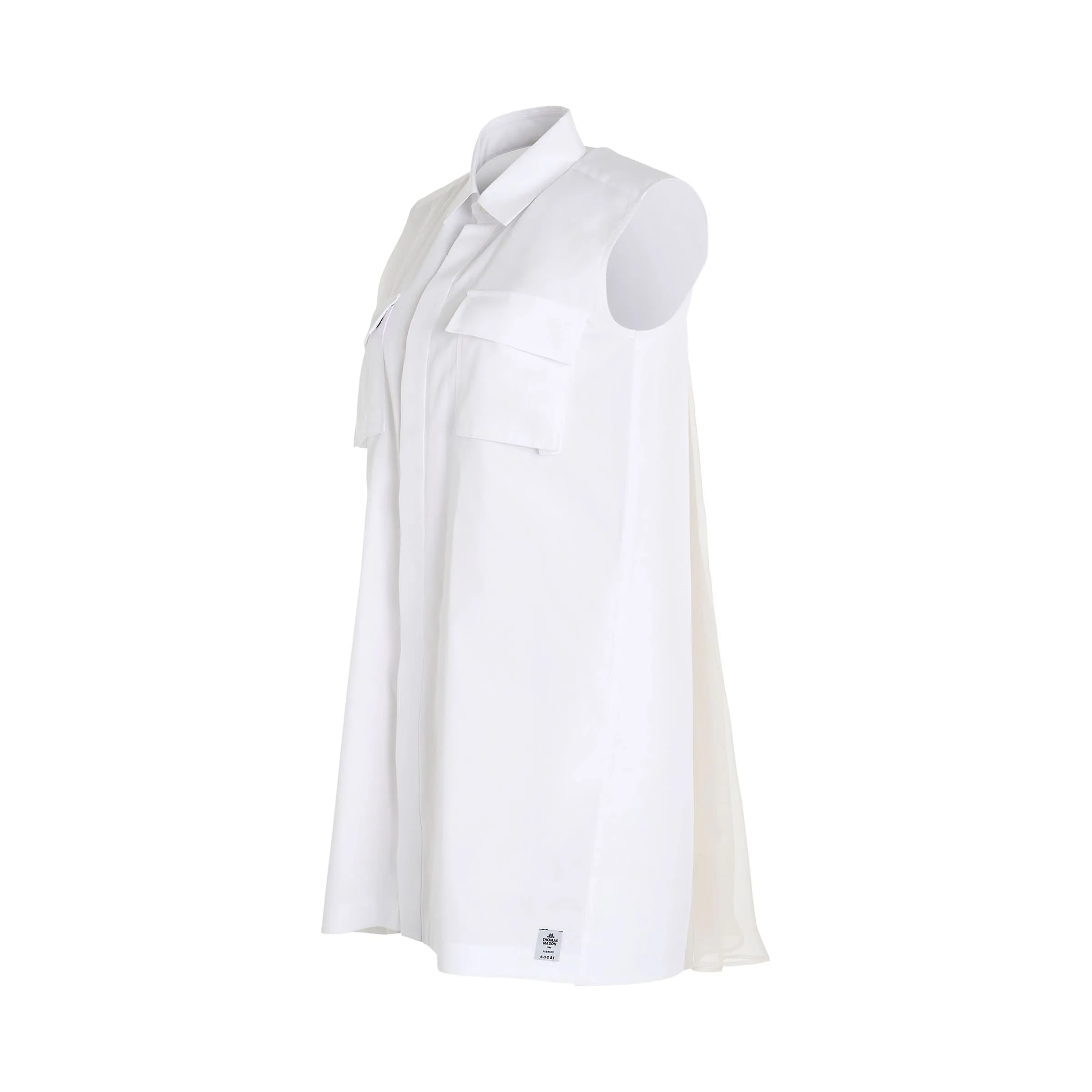 Sleeveless Thomas Mason Cotton Poplin Dress in Off White