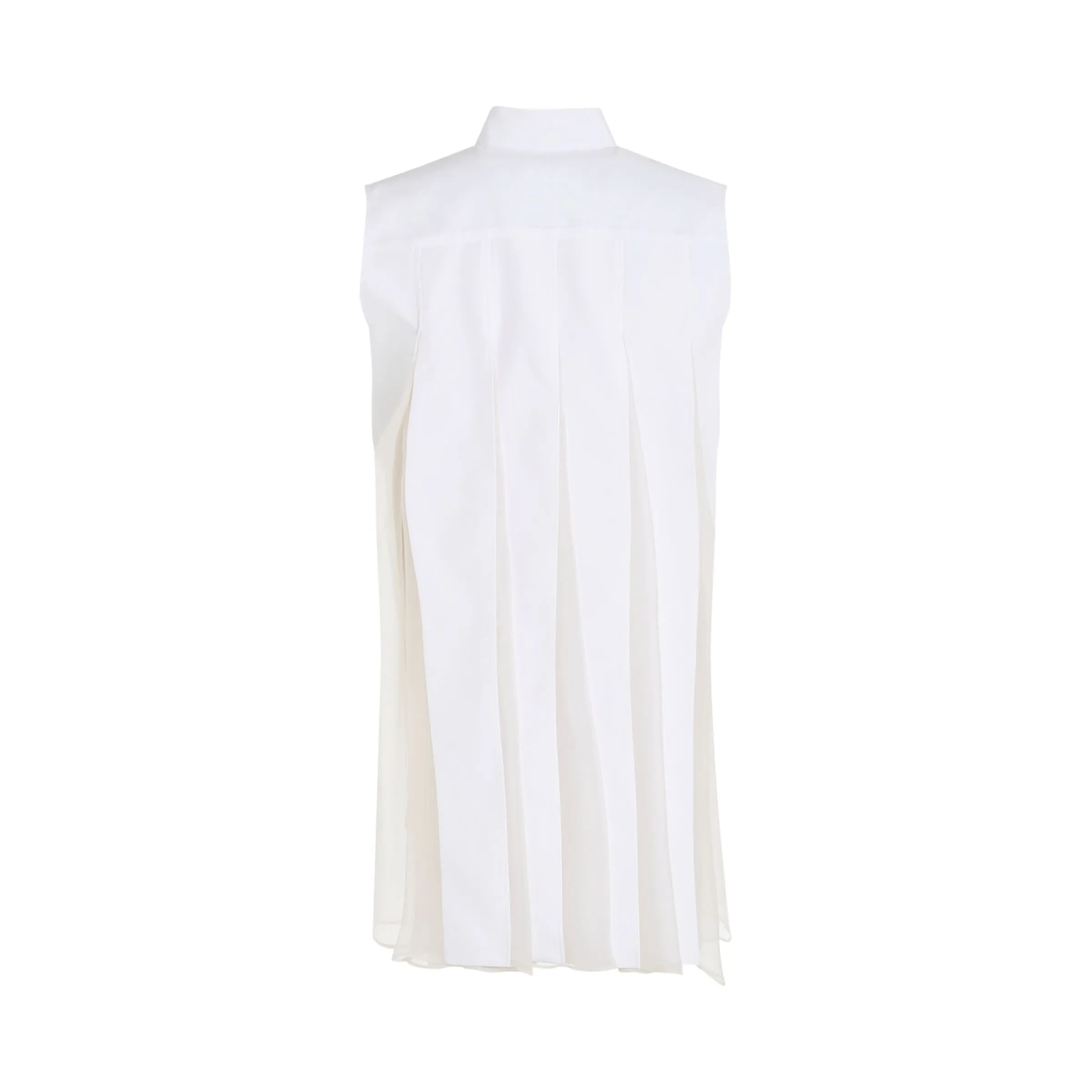 Sleeveless Thomas Mason Cotton Poplin Dress in Off White