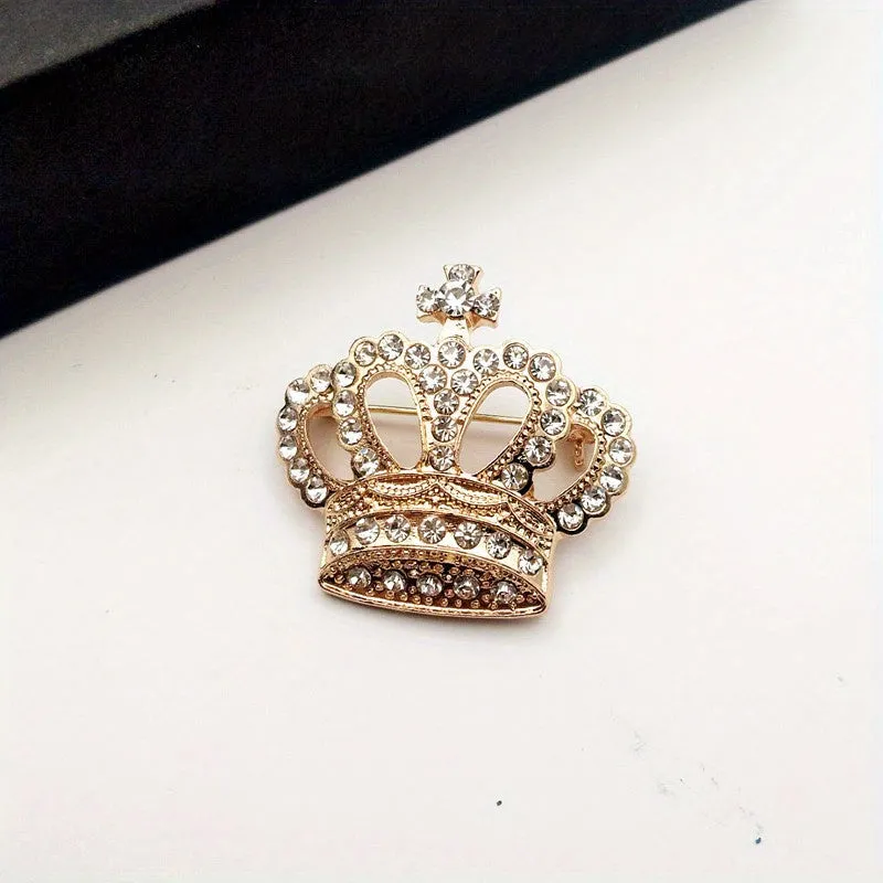 Sparkling Rhinestone Crown Pin  Perfect Gift for Men