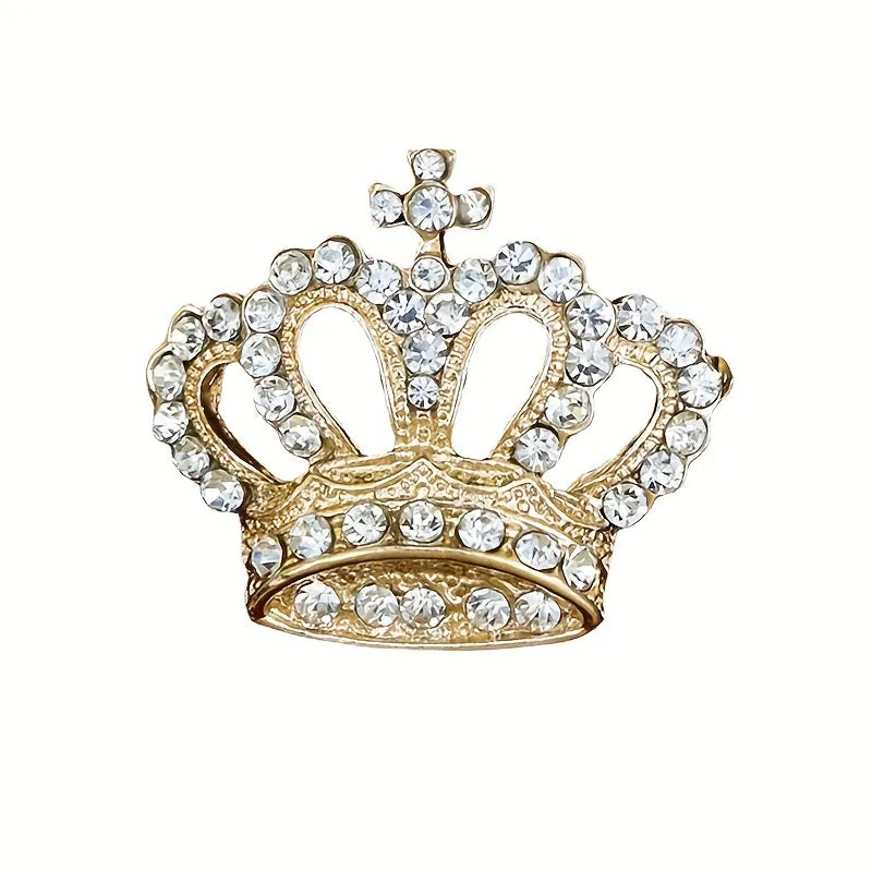 Sparkling Rhinestone Crown Pin  Perfect Gift for Men