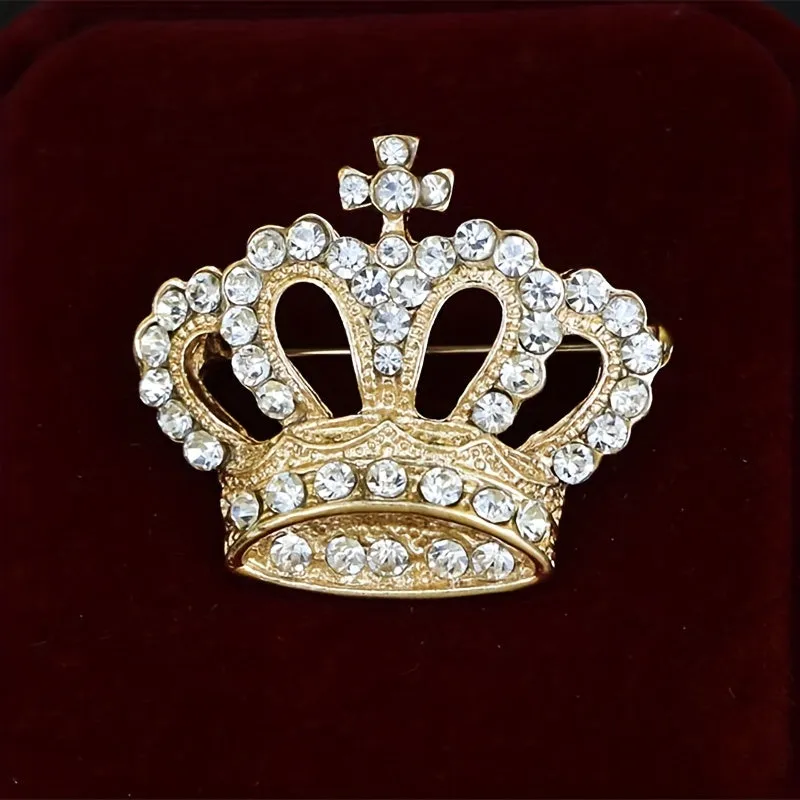 Sparkling Rhinestone Crown Pin  Perfect Gift for Men