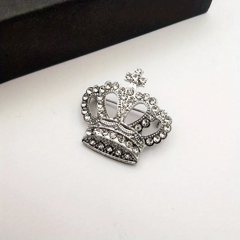 Sparkling Rhinestone Crown Pin  Perfect Gift for Men