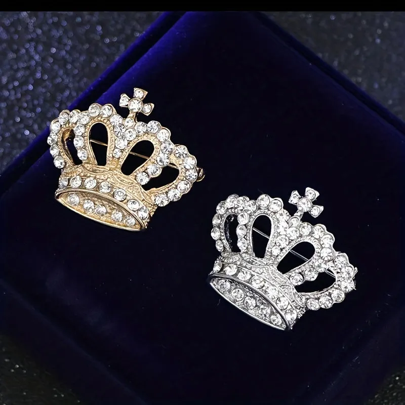 Sparkling Rhinestone Crown Pin  Perfect Gift for Men