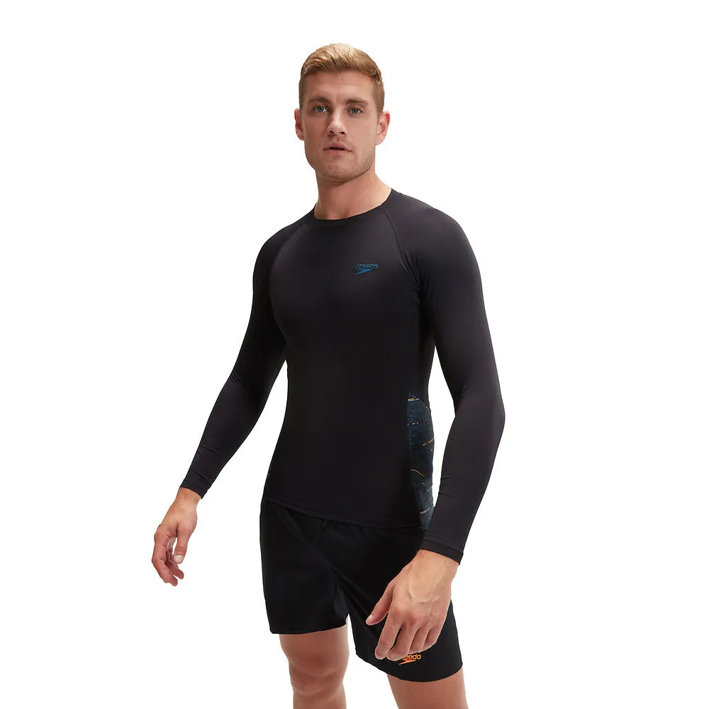 Speedo Mens Eco End  Splice Rash Top Black/Dark Teal