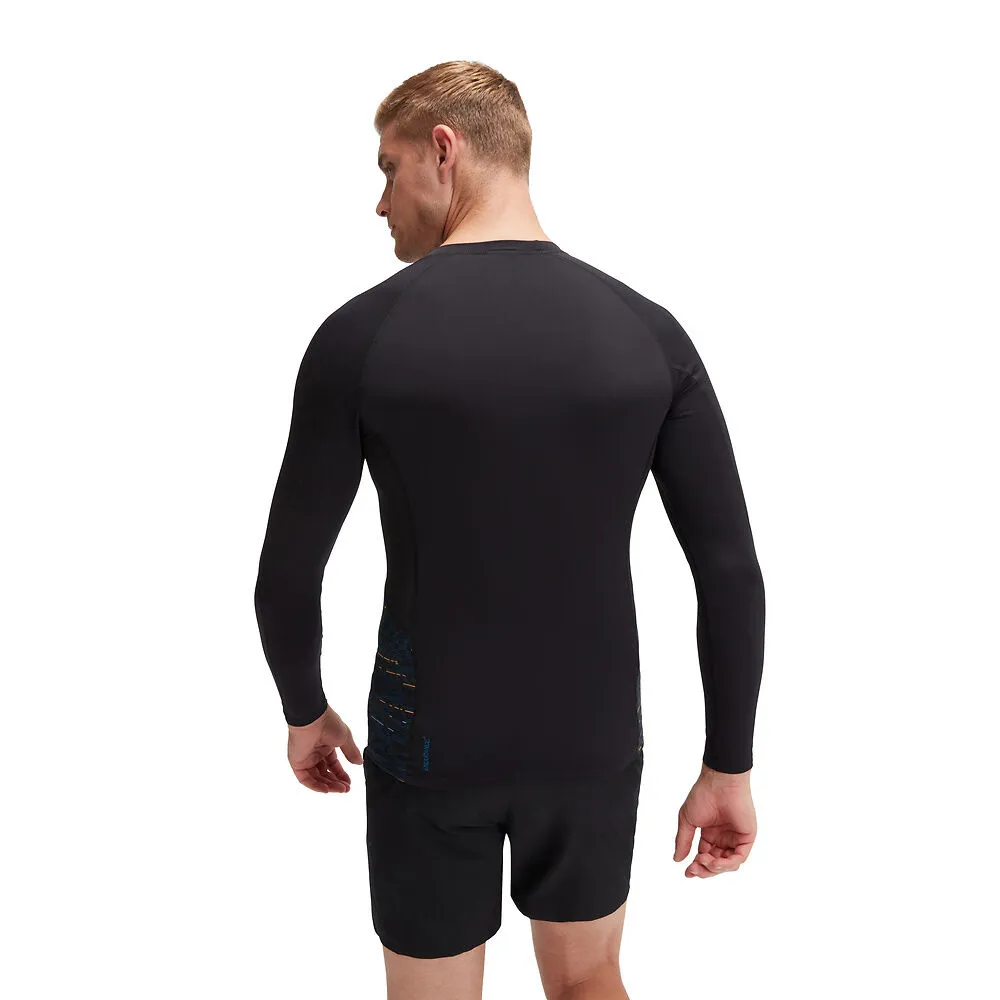 Speedo Mens Eco End  Splice Rash Top Black/Dark Teal