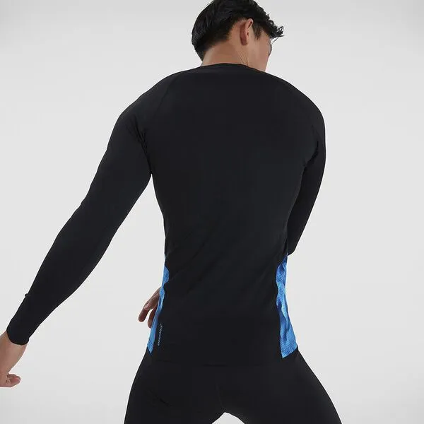 Speedo Mens Print Long Sleeve Top - Black