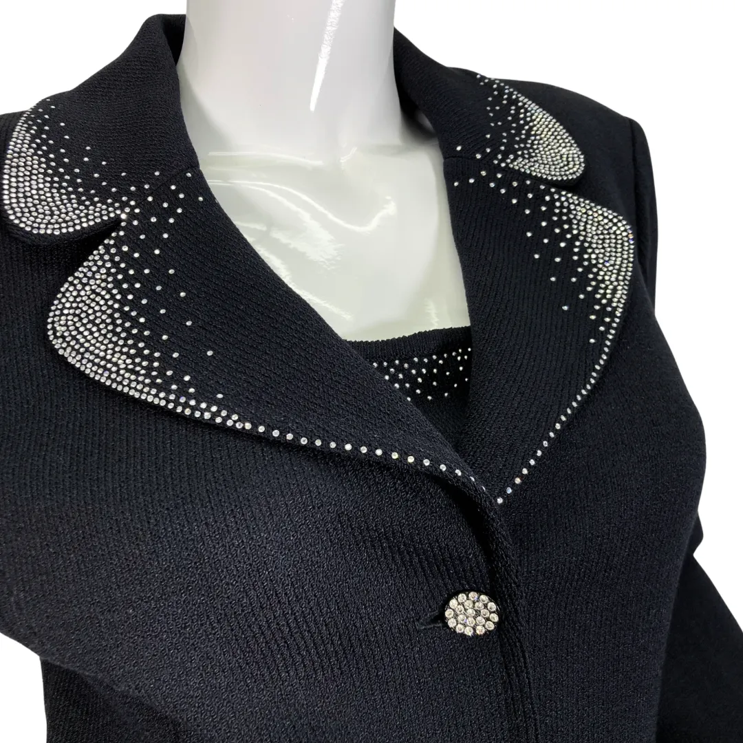 St. John Black Evening Jacket and Top with Gemstones