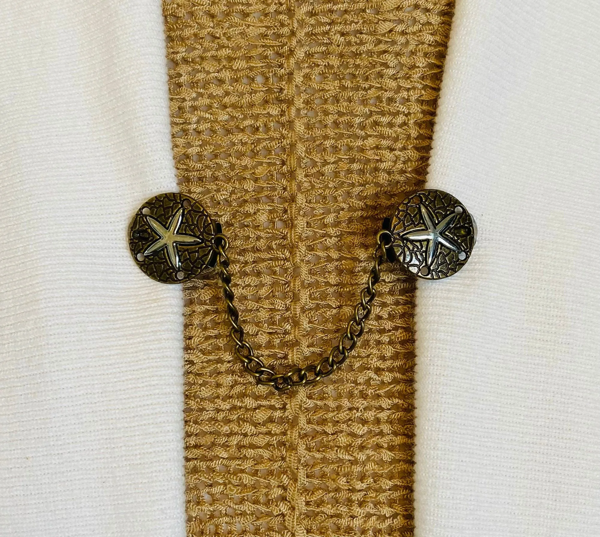 Sweater Clips Bronze Silver Sand Dollar Sweater Clip Cardigan Clasp Chained Dress Clip Sweater Guard Gifts for Her by Fabulici