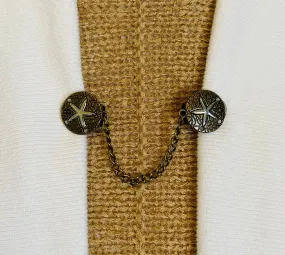 Sweater Clips Bronze Silver Sand Dollar Sweater Clip Cardigan Clasp Chained Dress Clip Sweater Guard Gifts for Her by Fabulici