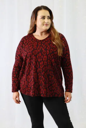 Tanya Leopard Print Top in Wine