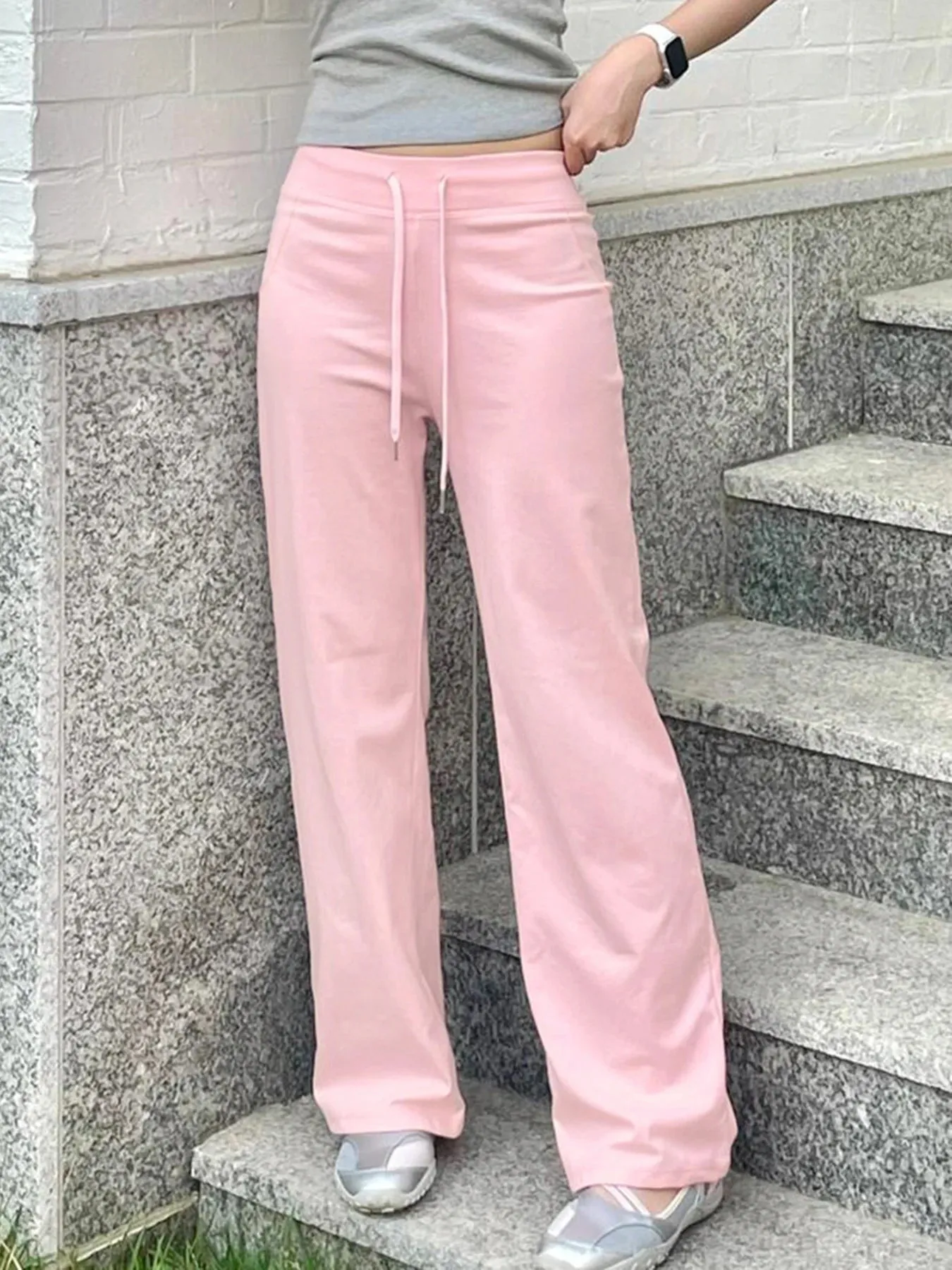 TAVIMART  -  Harajuku Casual All Match Sweatpants Y2k Streetwear Elastic High Waist Drawstring Wide Leg Trouser Korean Chic Clothes