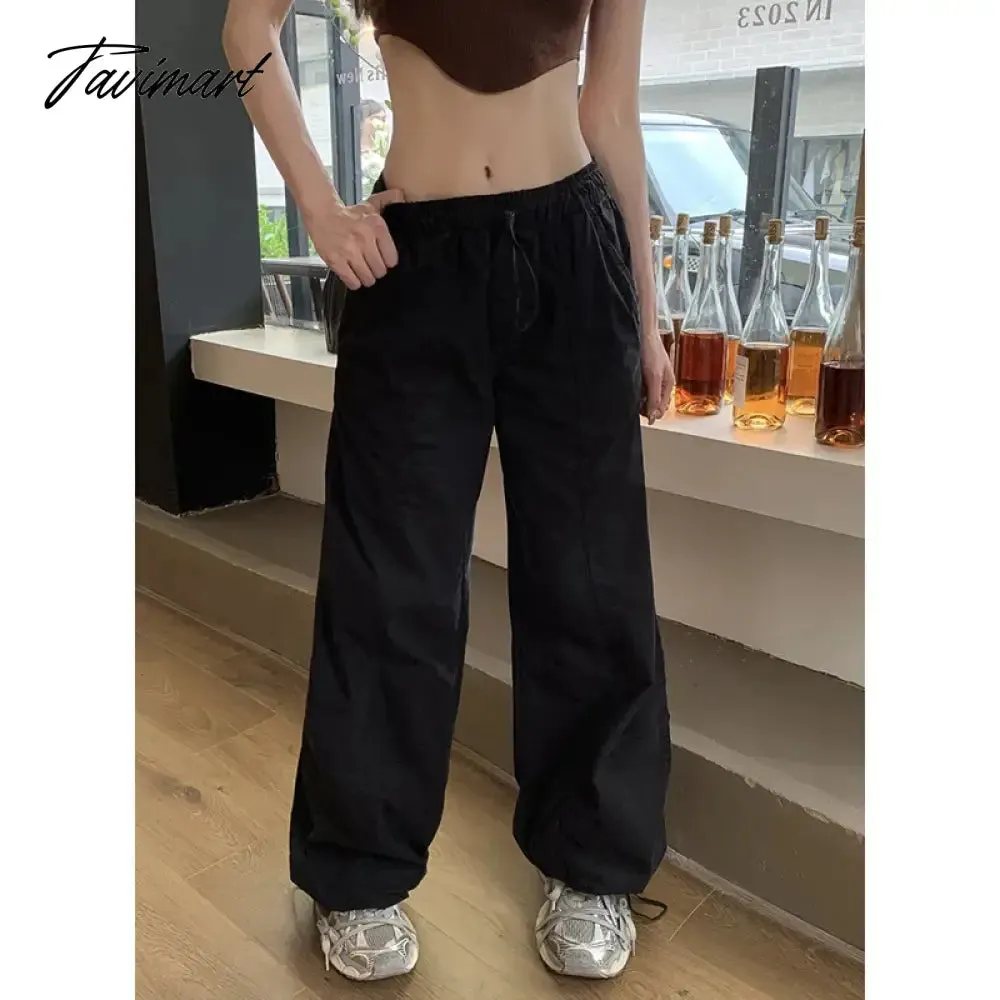 TAVIMART -  Y2K Women Casual White Baggy Wide Leg Sweatpants Fashion Vintage Chic Drawstring Trousers Loose Streetwear Joggers Cargo Pants