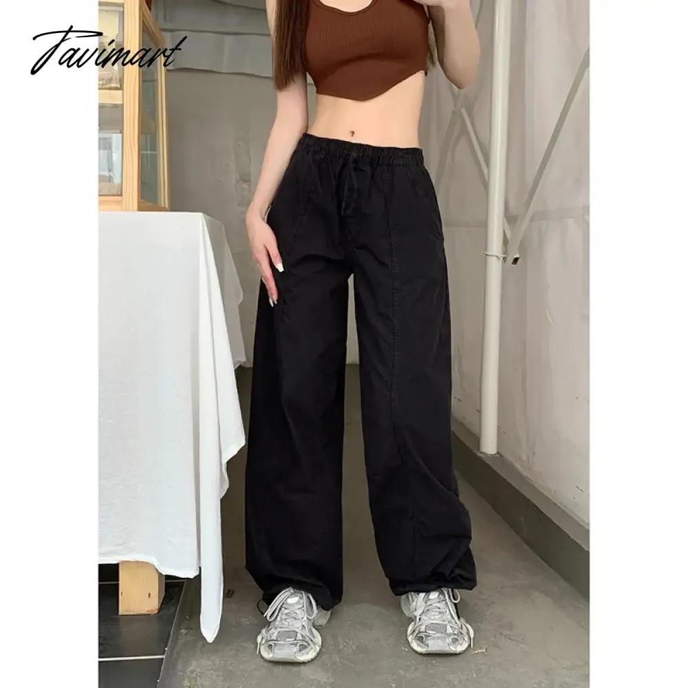 TAVIMART -  Y2K Women Casual White Baggy Wide Leg Sweatpants Fashion Vintage Chic Drawstring Trousers Loose Streetwear Joggers Cargo Pants