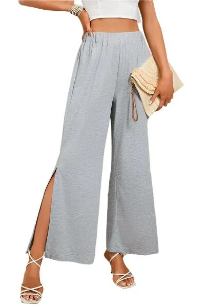 TEEK - Heather Grey Slit Elastic Waist Pants