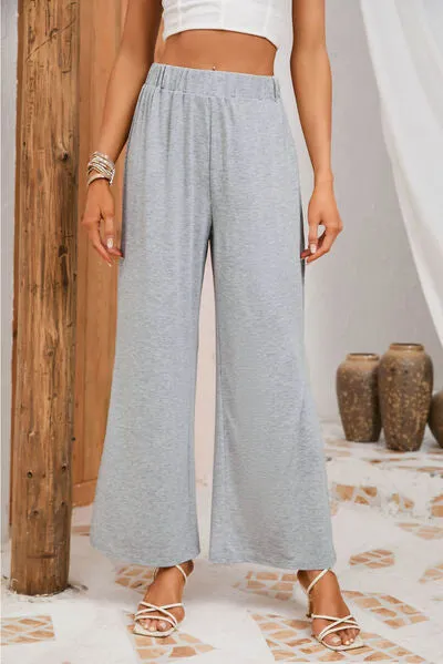 TEEK - Heather Grey Slit Elastic Waist Pants