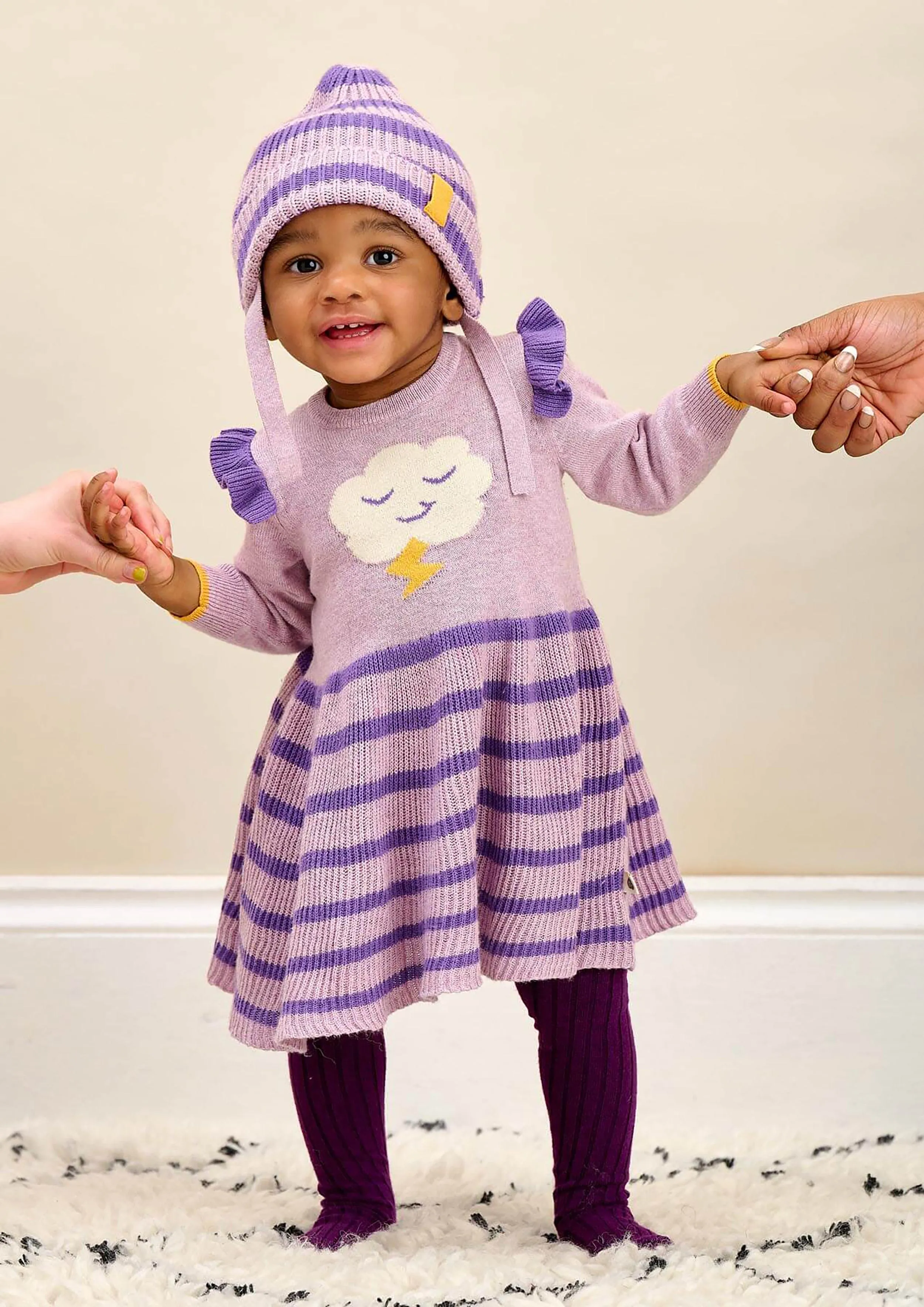 The Bonnie Mob Girls Knited Cloud Dress in Purple