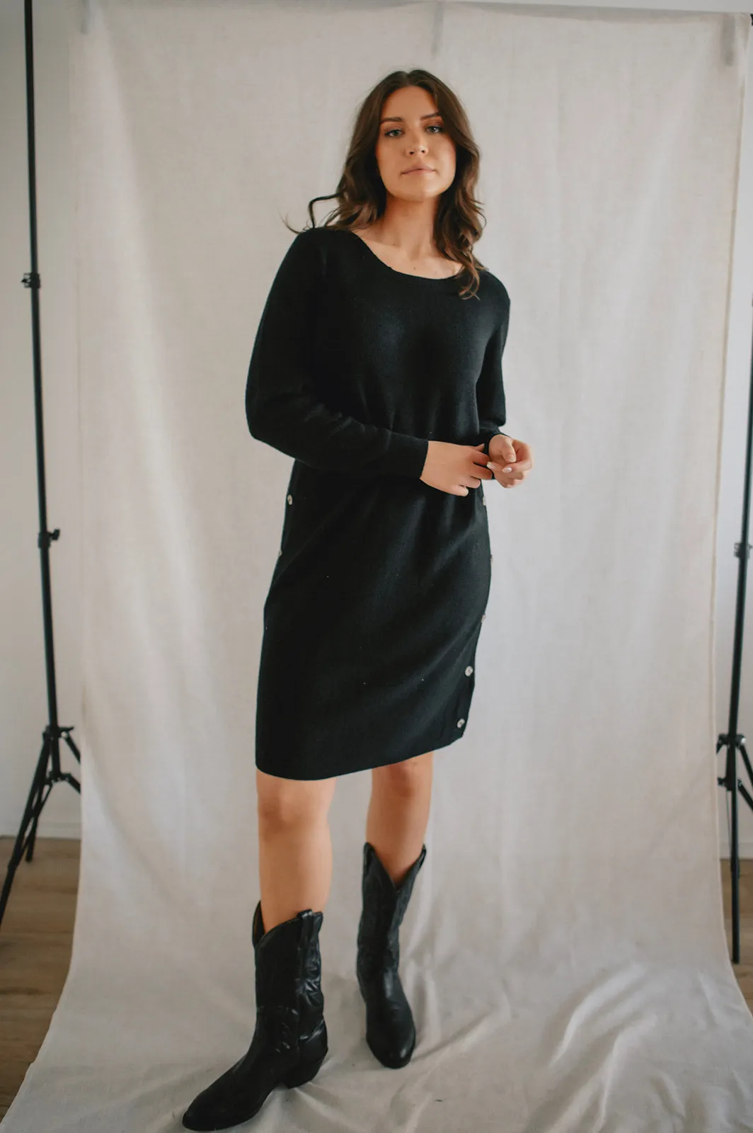 The Christine Knit Button Dress - PLUS