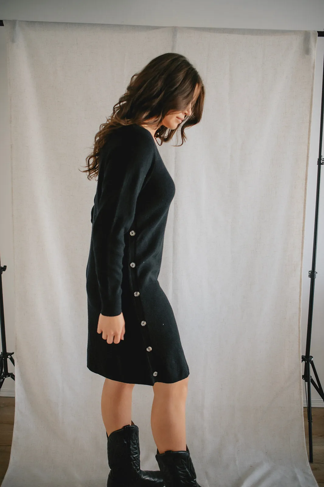 The Christine Knit Button Dress - PLUS