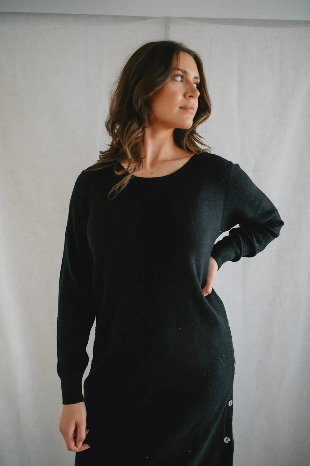 The Christine Knit Button Dress - PLUS