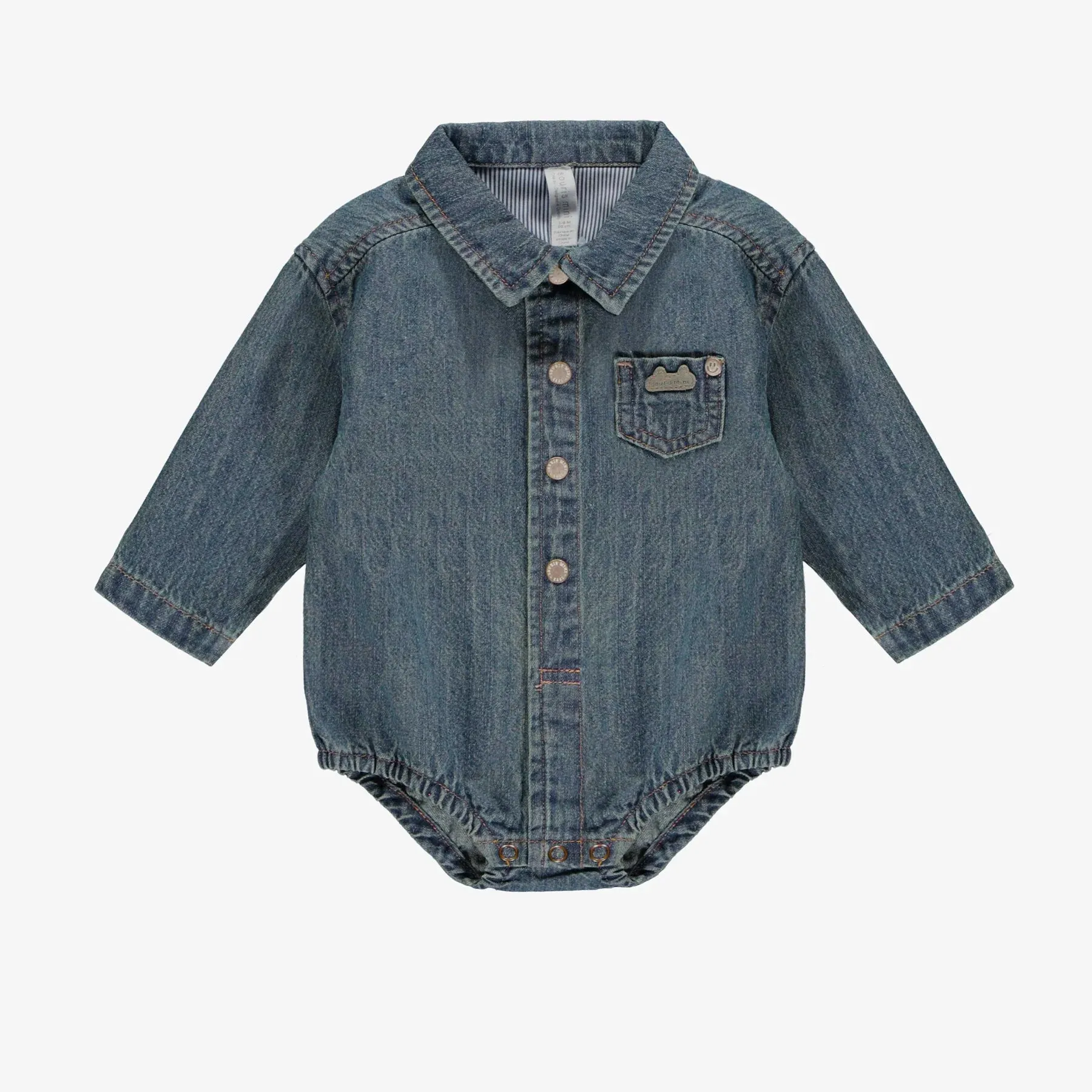 The Clyde Collared Denim Bodysuit - BABY