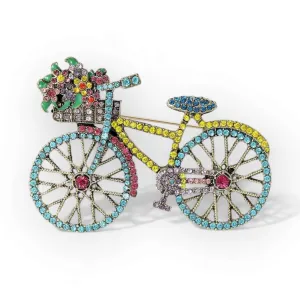 The Gardeners Bicycle Rhinestone Brooch