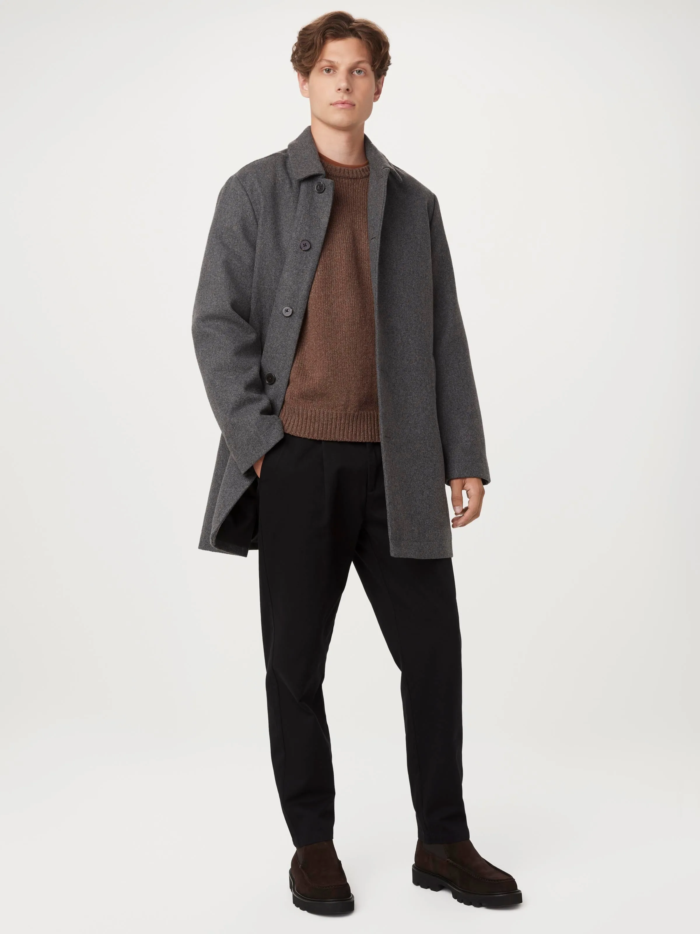 The Smith Mac Topcoat in Charcoal Grey