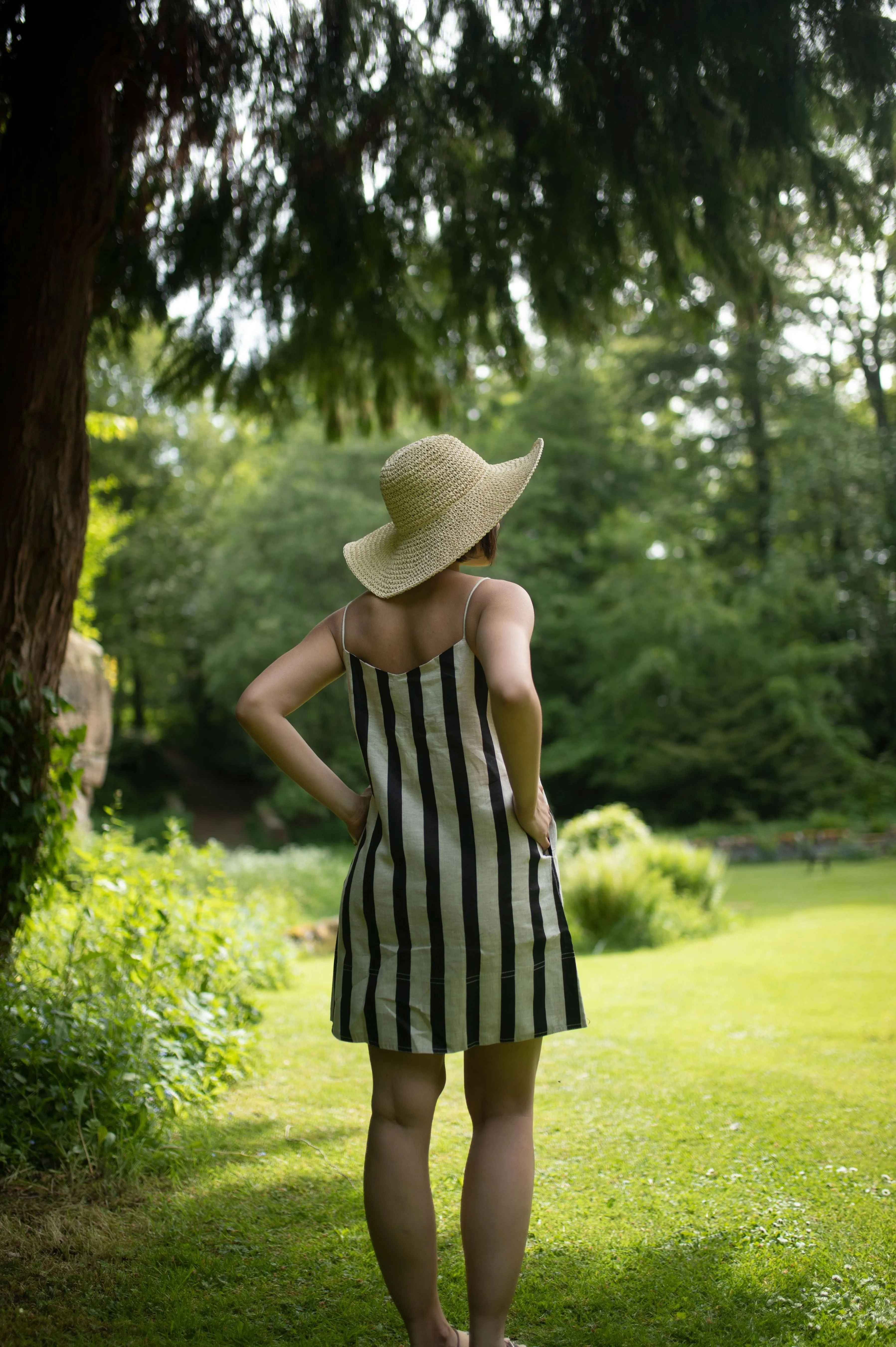 The Terra Tribe Black Stripes California Slip Dress