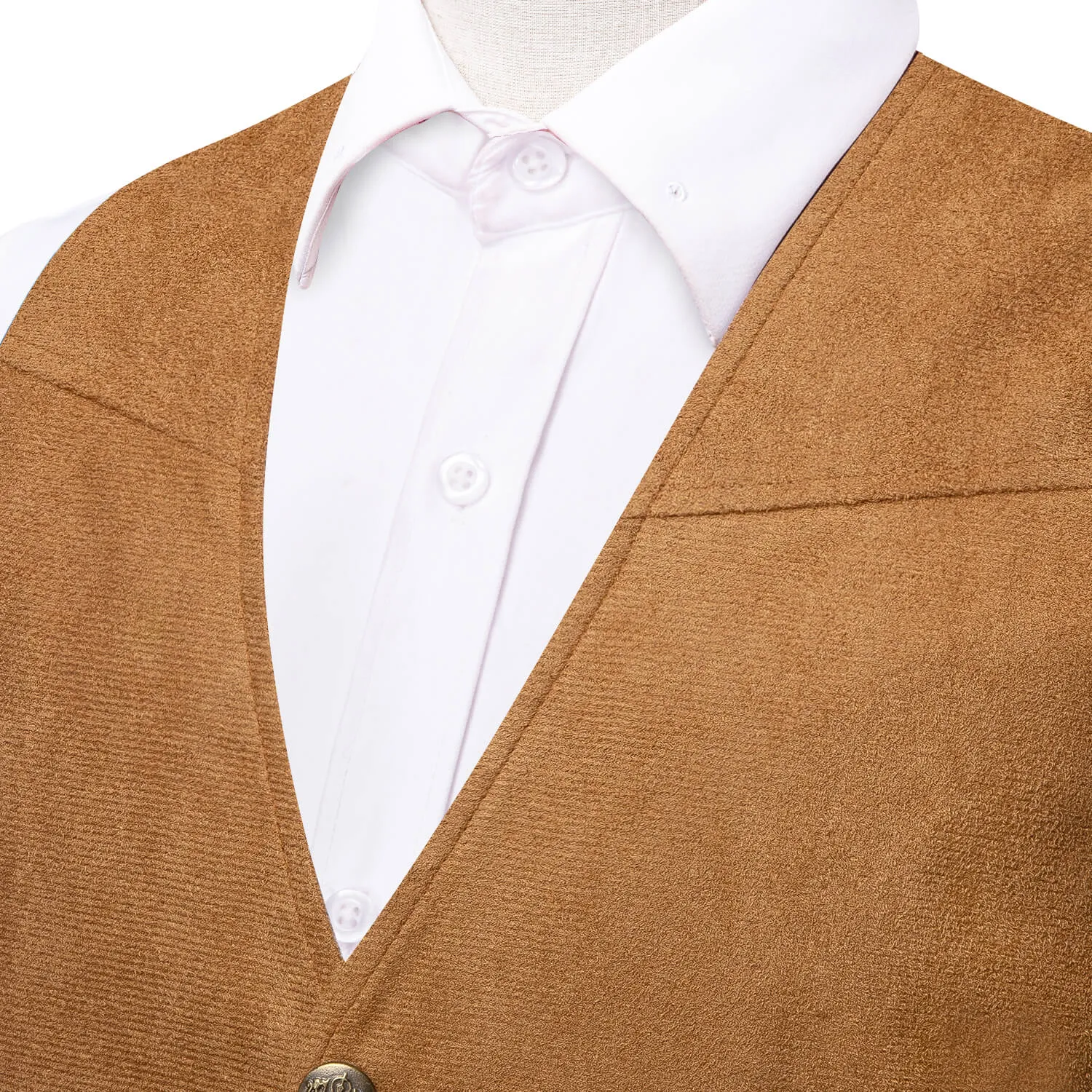 Ties2you Buttons Vest Men's Copper Brown Suede Leather Solid Single Waistcoat