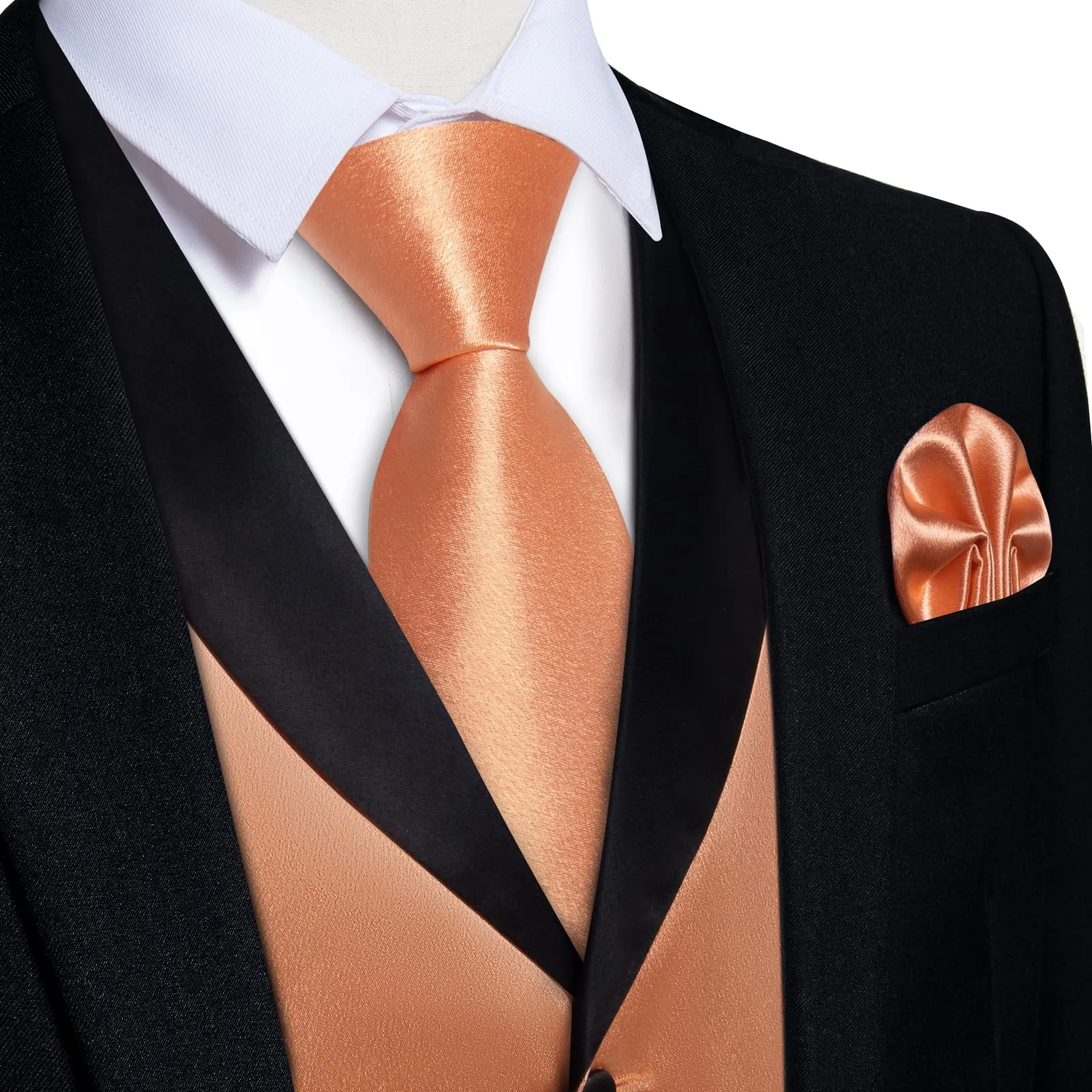 Ties2you Work Vest Pale Copper Orange Solid Shawl Collar Silk Dress Vest Tie Set Formal