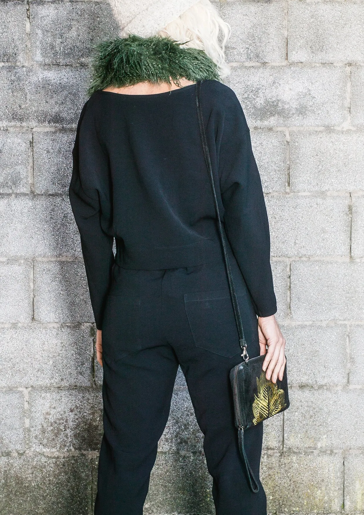 TOP LONG SLEEVES BLACK PLAIN ALL SEASON - VINTAGE CREPE black