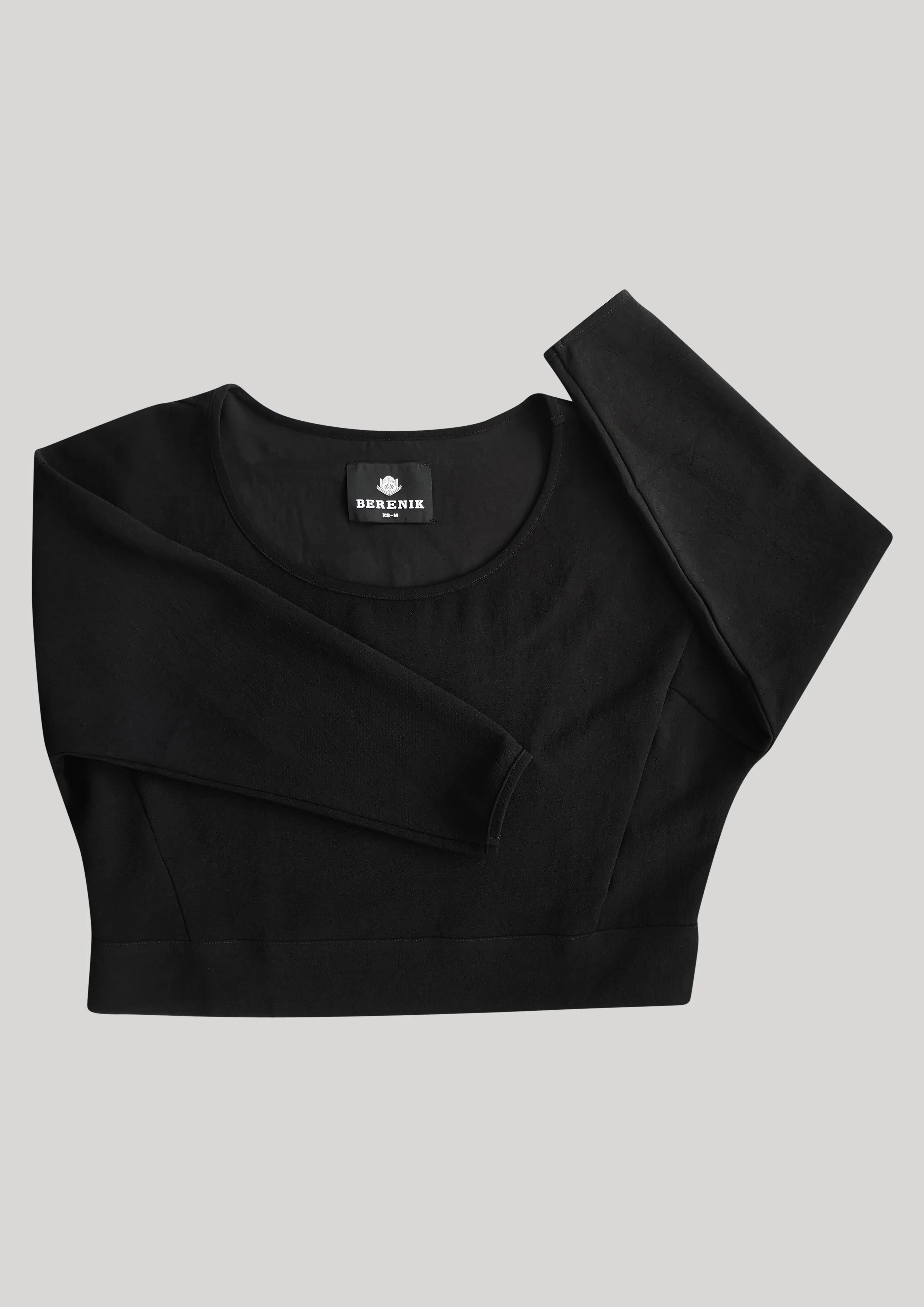 TOP LONG SLEEVES BLACK PLAIN ALL SEASON - VINTAGE CREPE black