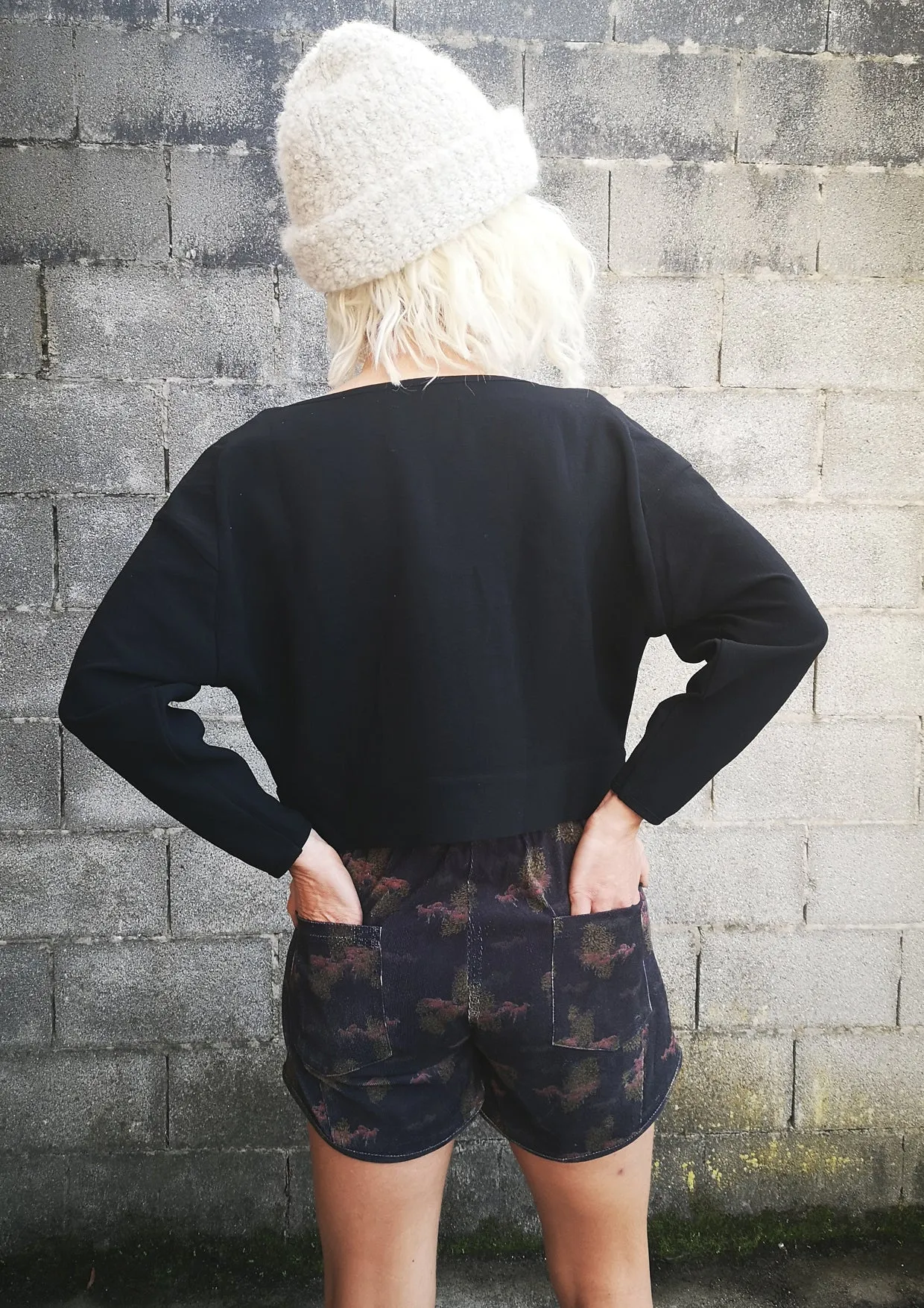 TOP LONG SLEEVES BLACK PLAIN ALL SEASON - VINTAGE CREPE black