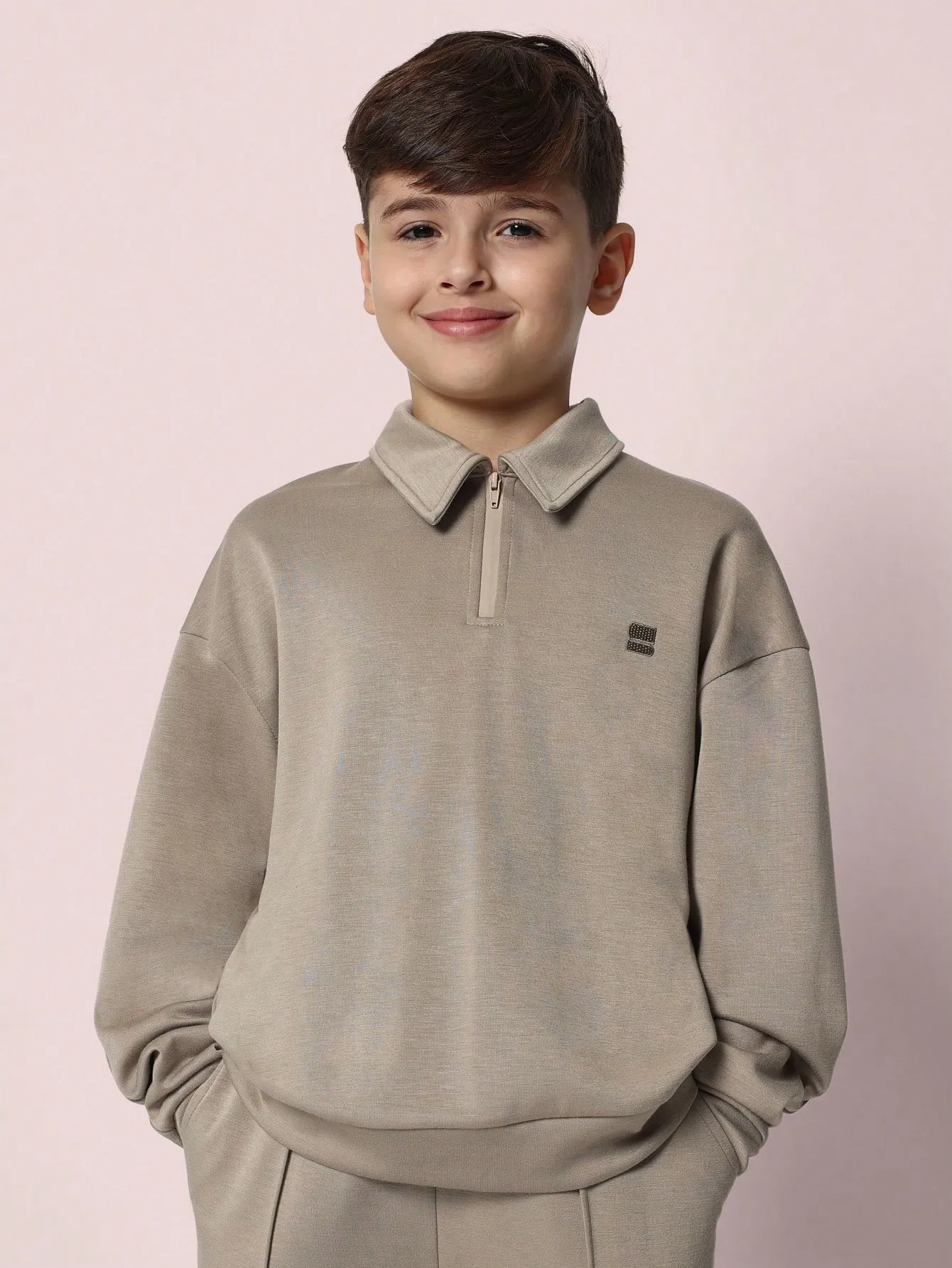 Tween Boys Comfy Regular Fit Long Sleeve Polo Shirt And Jogger Pant With Pleats 2 Piece Set