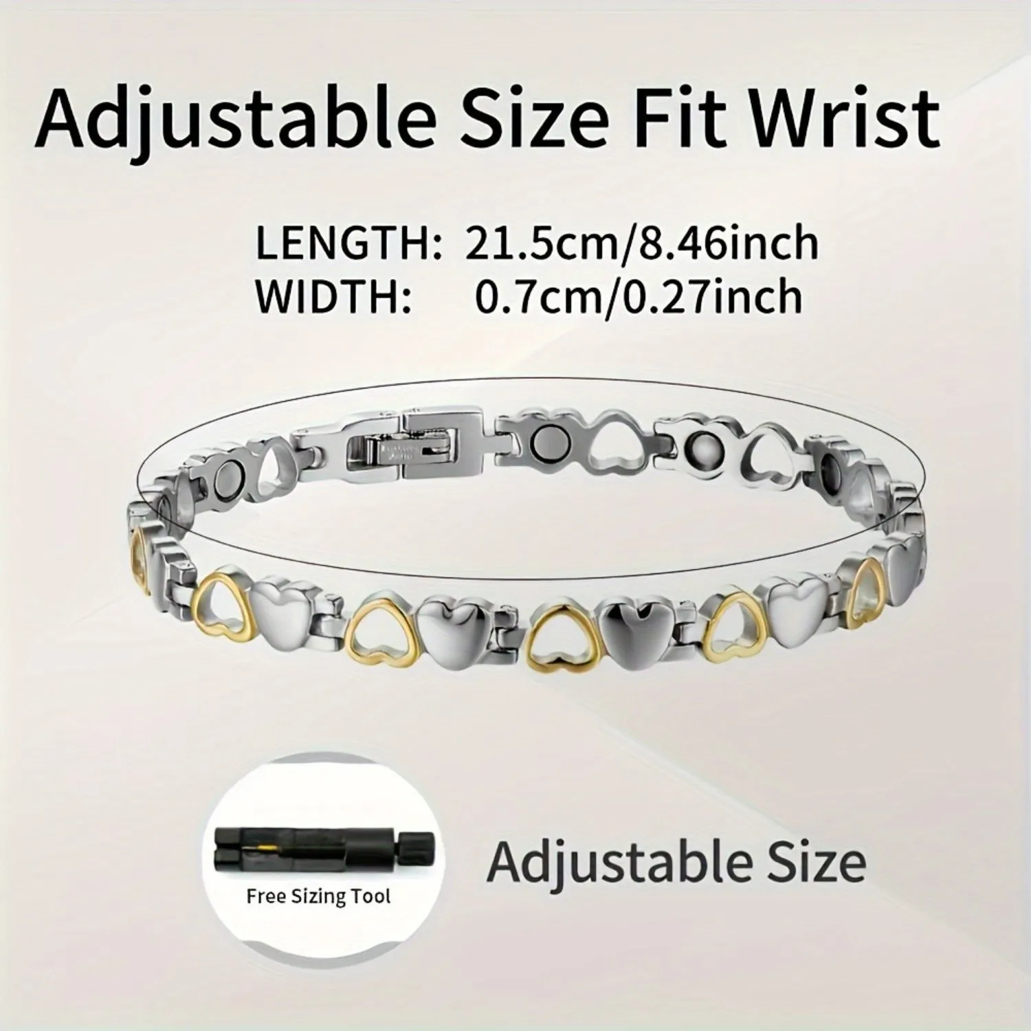 Ultra Strength Magnetic Stainless Steel Adjustable Bracelet for Women - Elegant Jewelry Gift with Silver and Gold Plating - Durable, Water Resistant, and Hypoallergenic Accessory