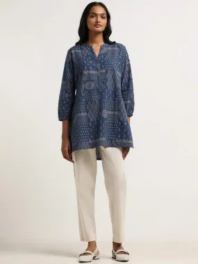 Utsa Indigo Printed Cotton Kurti